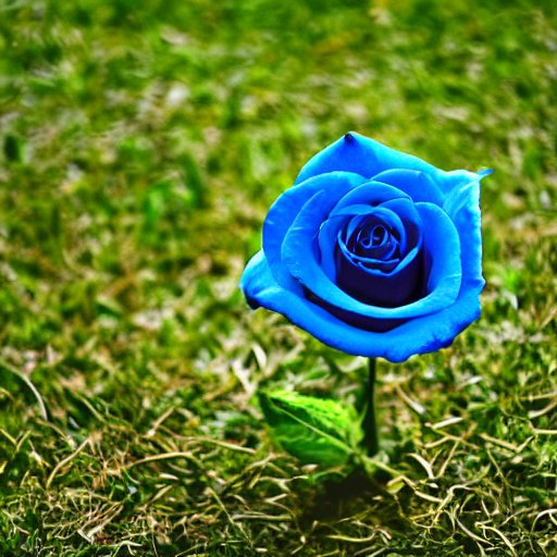 芝生に咲く青薔薇